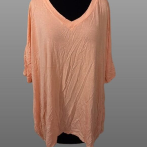 Peach V Neck Oversized Top 4023 NWT Boutique - Picture 1 of 7